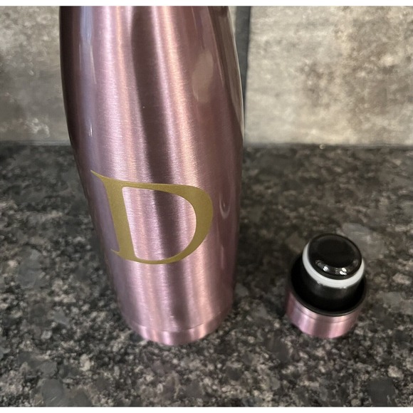 Tri-Coastal Design Pink “D” Initial 10 1/4” Insulated Bottle w/Screw-On Lid - Picture 4 of 5